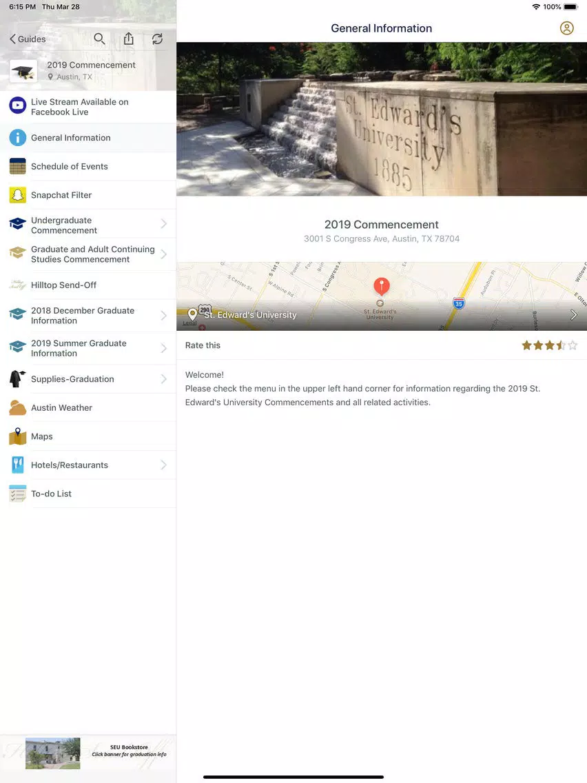 Tangkapan skrin St. Edward’s University iPad 