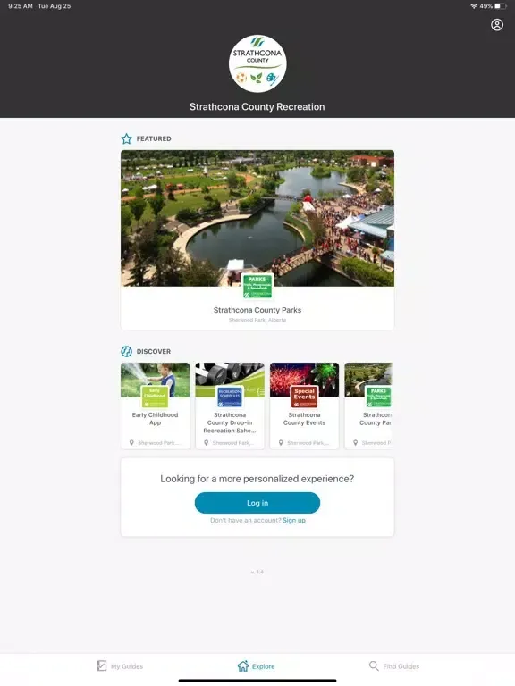 Tangkapan skrin Strathcona County Recreation iPad 