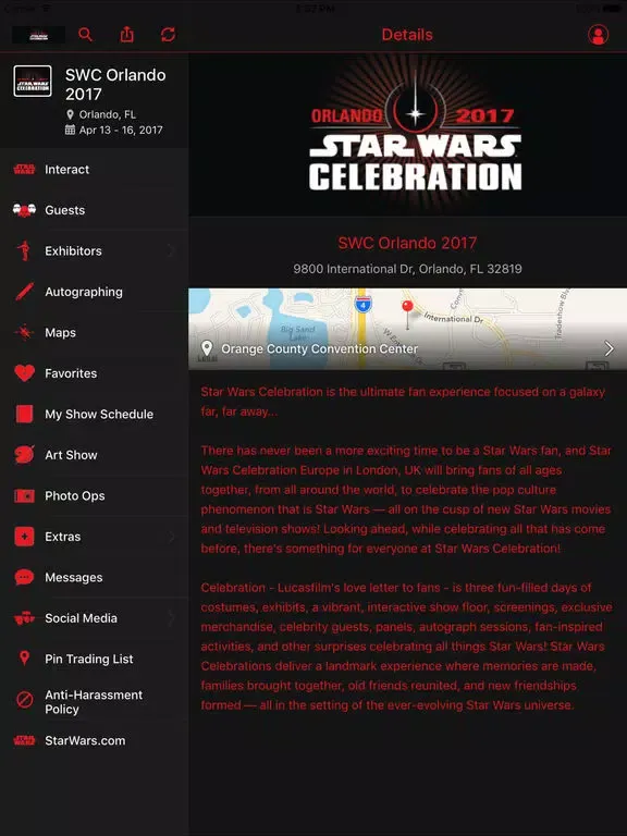 Tangkapan layar Star Wars Celebration iPad 