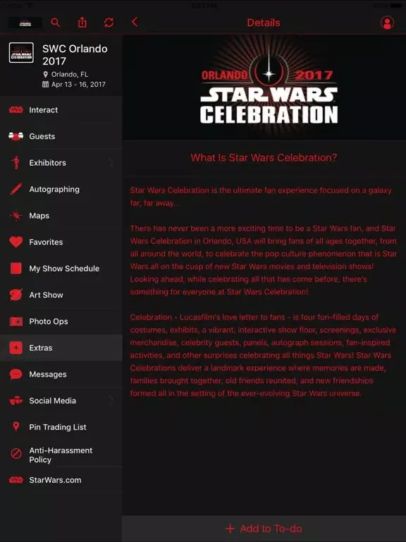 Tangkapan layar Star Wars Celebration iPad 