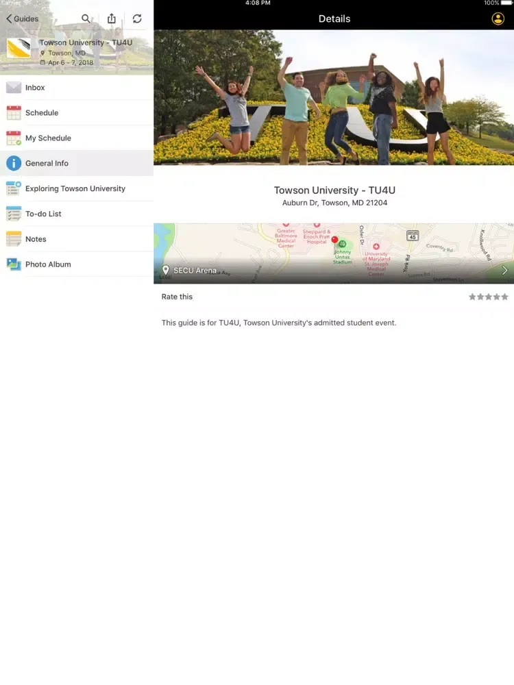 Скриншоты Towson University TU4U iPad 