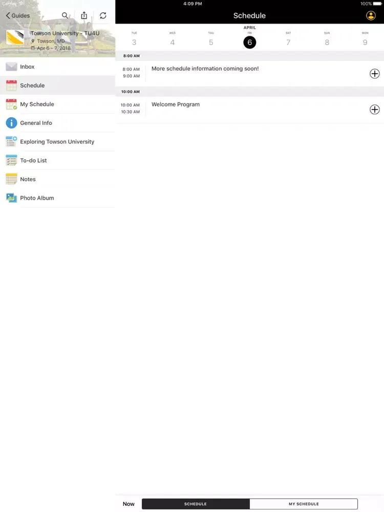 Скриншоты Towson University TU4U iPad 