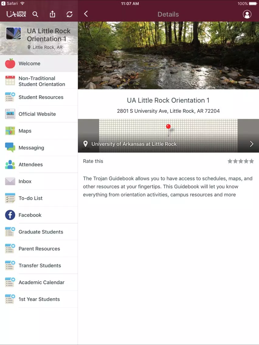 Capturas de tela do UA Little Rock Orientation iPad 