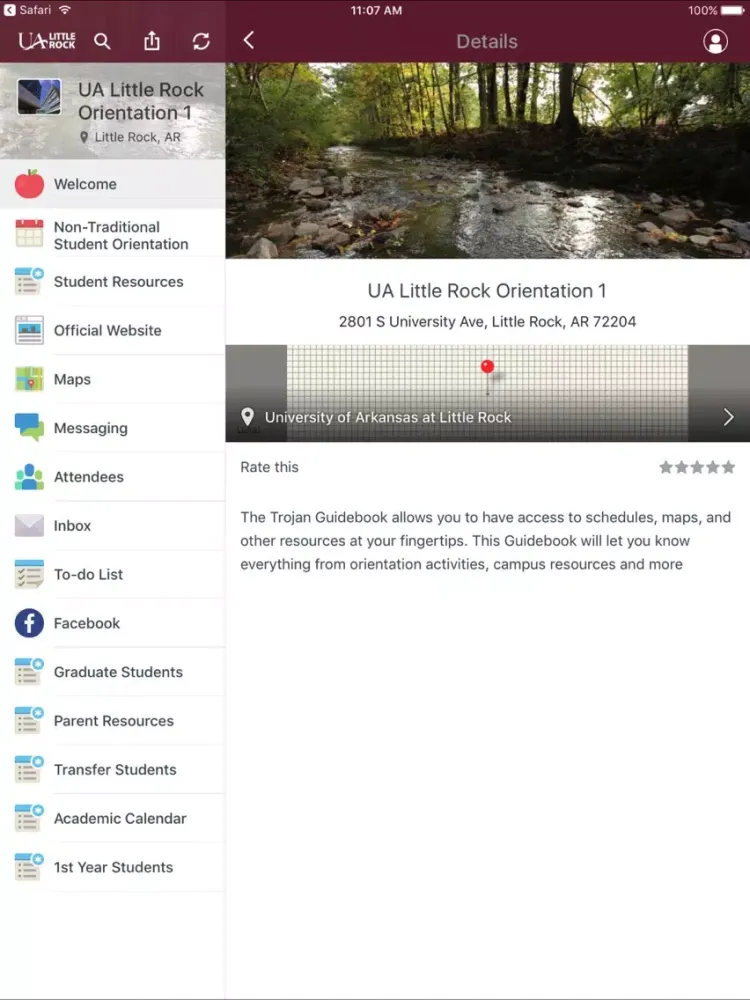 Ảnh chụp màn hình của UA Little Rock Orientation iPad 