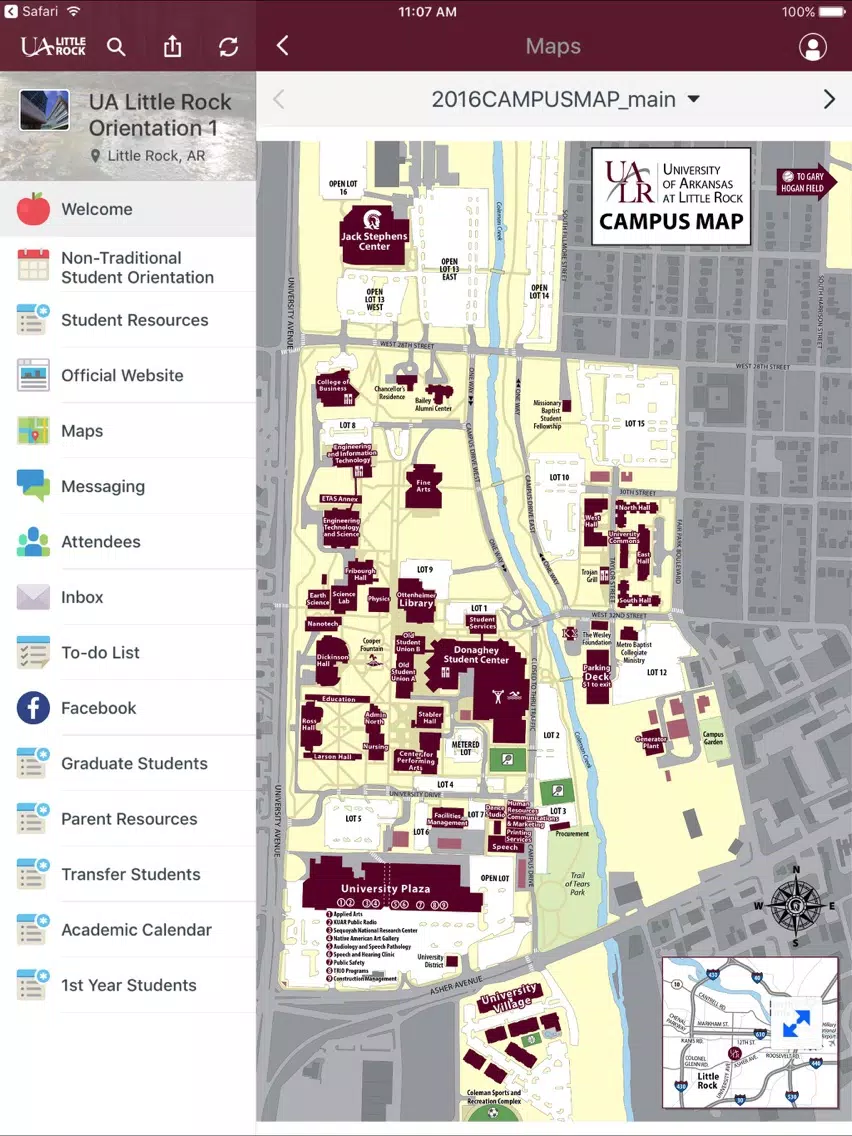 Capturas de tela do UA Little Rock Orientation iPad 