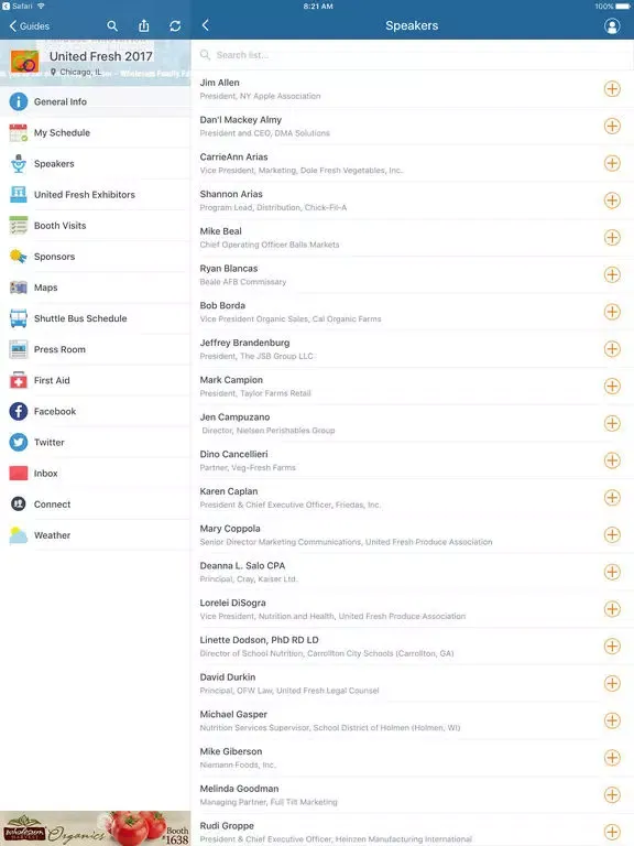 United Fresh Events iPad  Screenshots