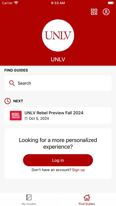 Capturas de tela do UNLV Guidebook