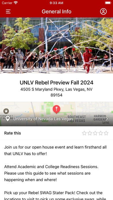 Capturas de tela do UNLV Guidebook