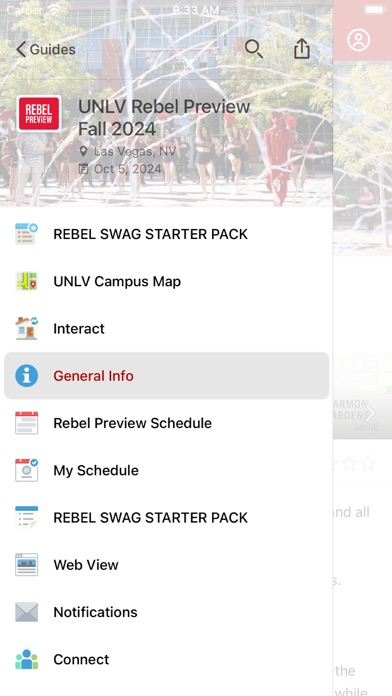 Capturas de tela do UNLV Guidebook
