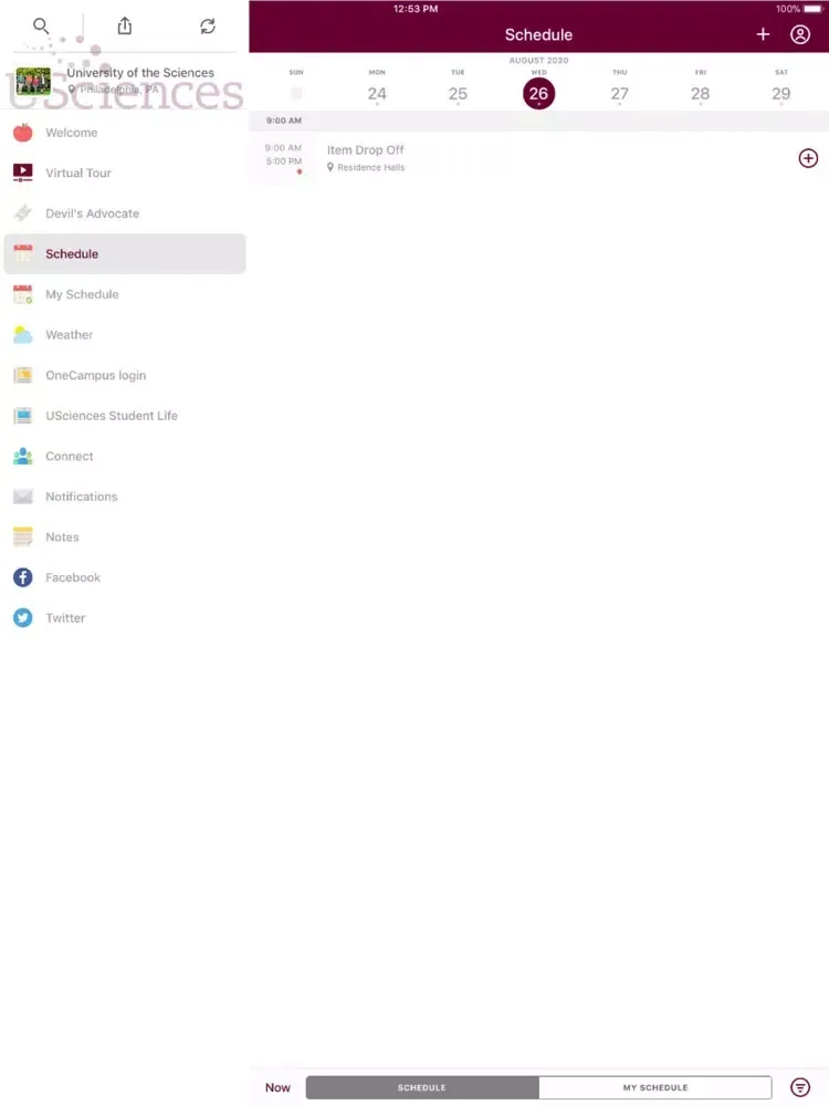 Tangkapan layar USciences Welcome Guide iPad 