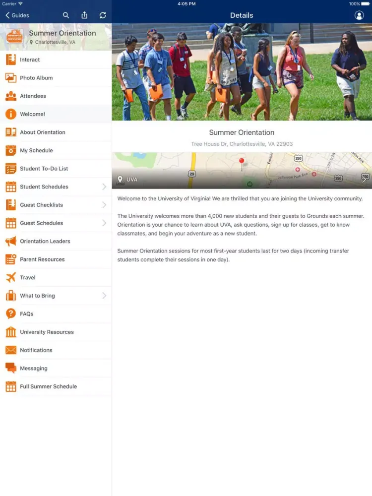 Captures d'écran de UVA Orientation/Event Guides iPad 