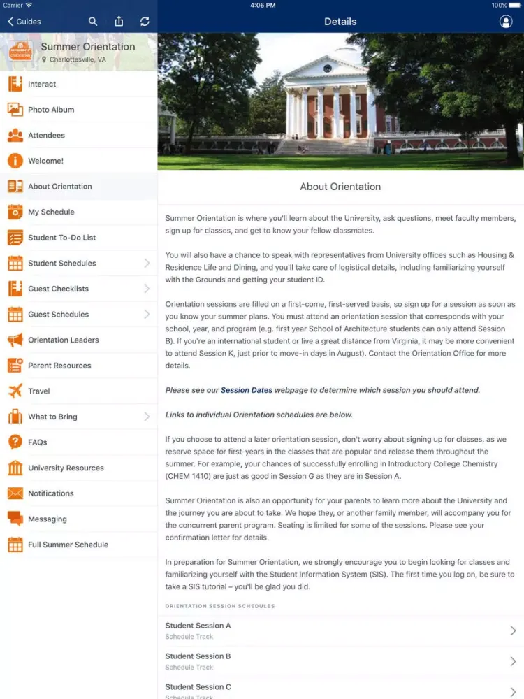 Captures d'écran de UVA Orientation/Event Guides iPad 