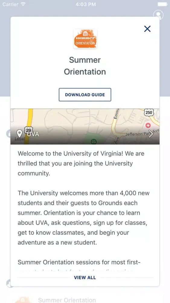 Captures d'écran de UVA Orientation/Event Guides