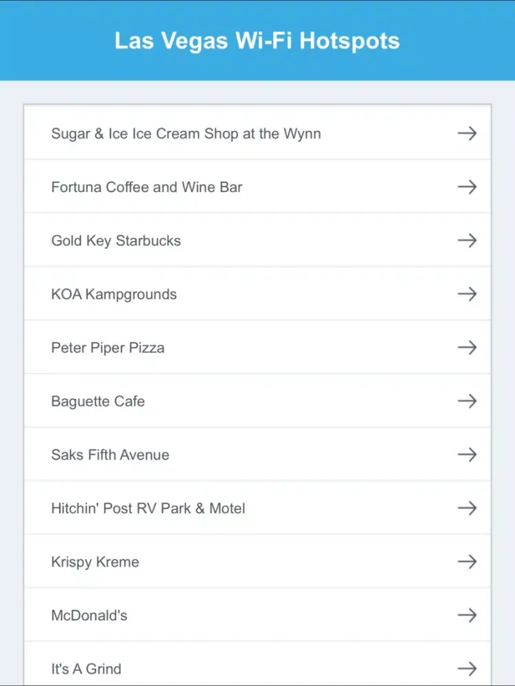 Capturas de tela do Las Vegas Wi-Fi Hotspots iPad 