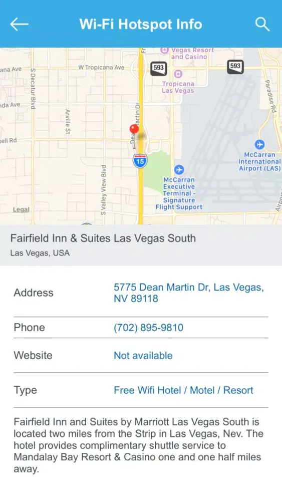 Capturas de tela do Las Vegas Wi-Fi Hotspots