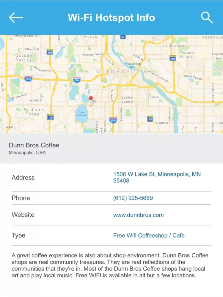 Capturas de pantalla de Minneapolis Wi-Fi Hotspots iPad 