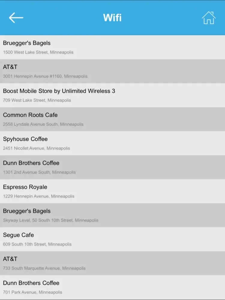 Capturas de pantalla de Minneapolis Wi-Fi Hotspots iPad 
