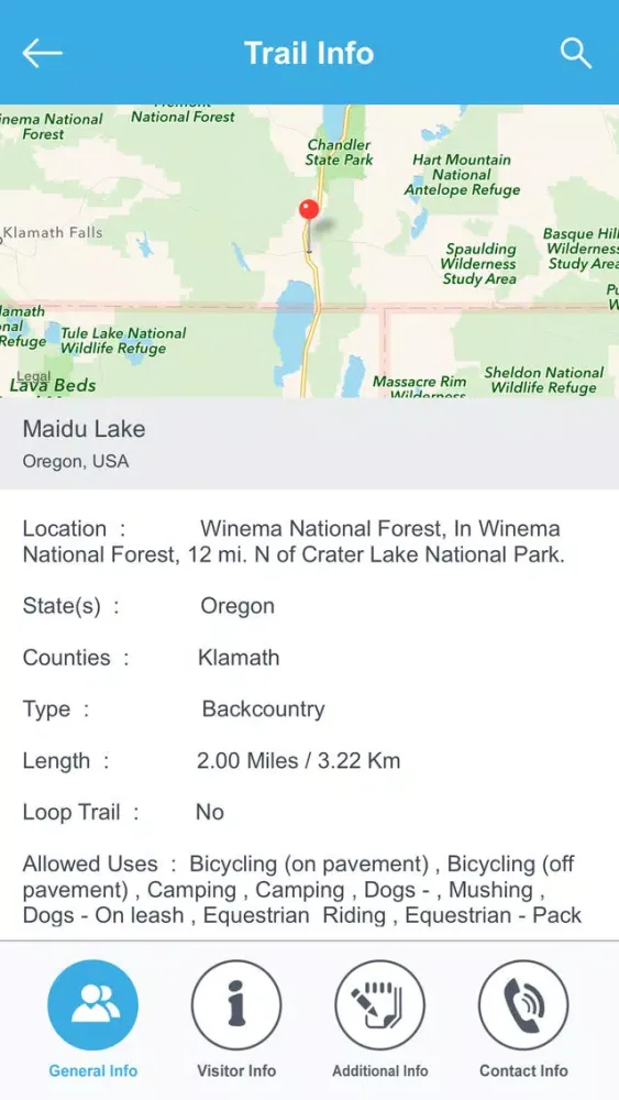Tangkapan skrin Oregon National Recreation Trails