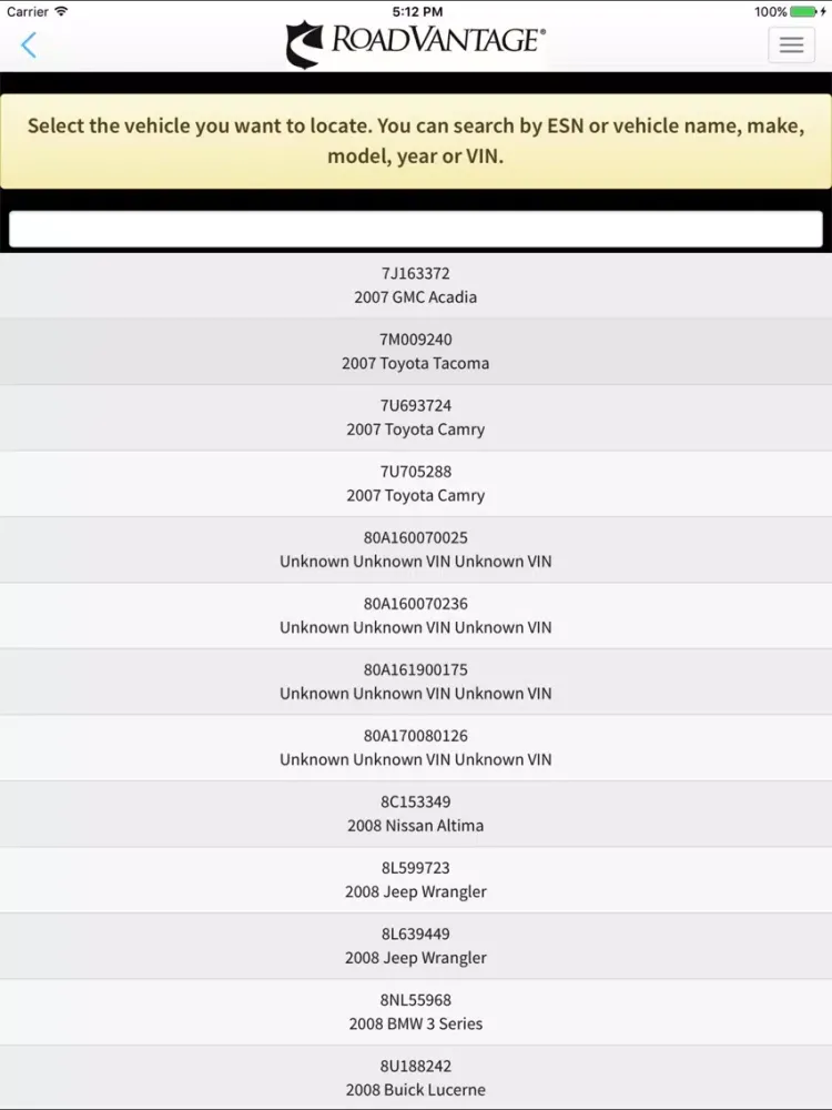 Captures d'écran de RoadVantage Dealer iPad 