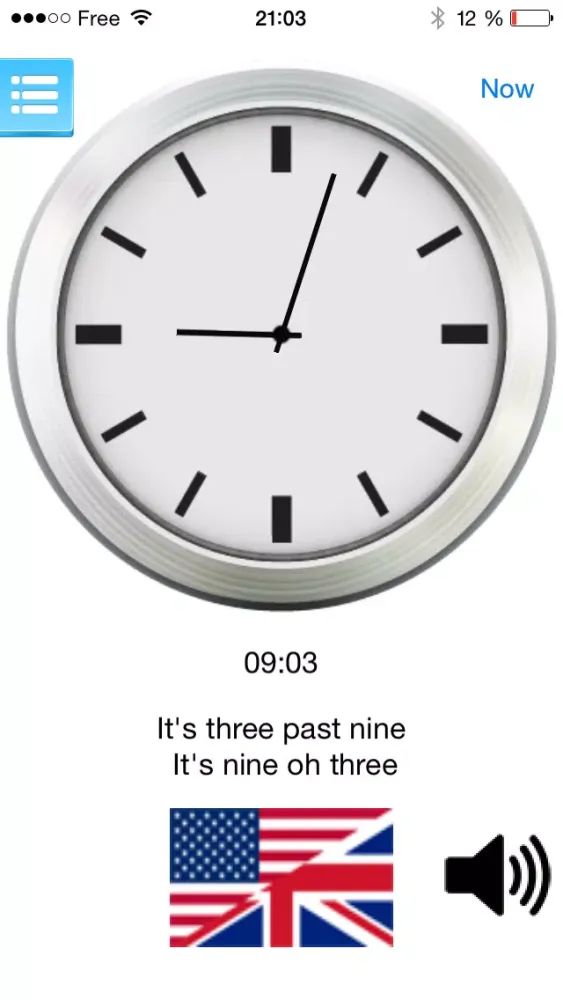 Capturas de tela do Multilingual speaking clock