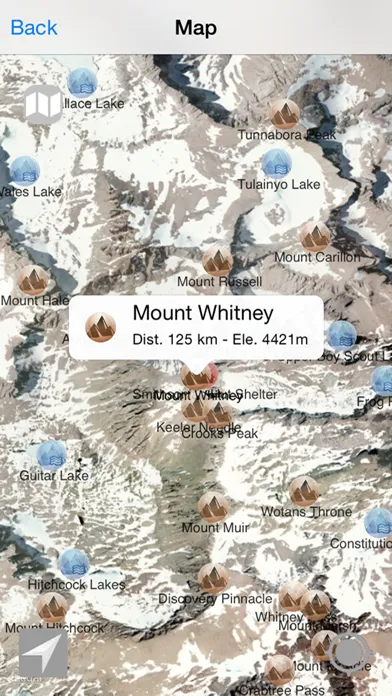 Tangkapan layar US Mountains, peaks and hills in augmented reality