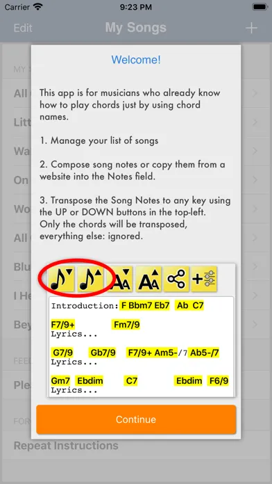 Song Compose and Transpose Screenshots