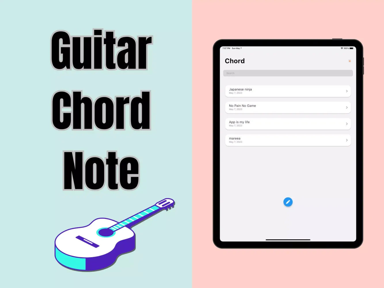 Guitar Chord & Lyrics Note App Screenshots