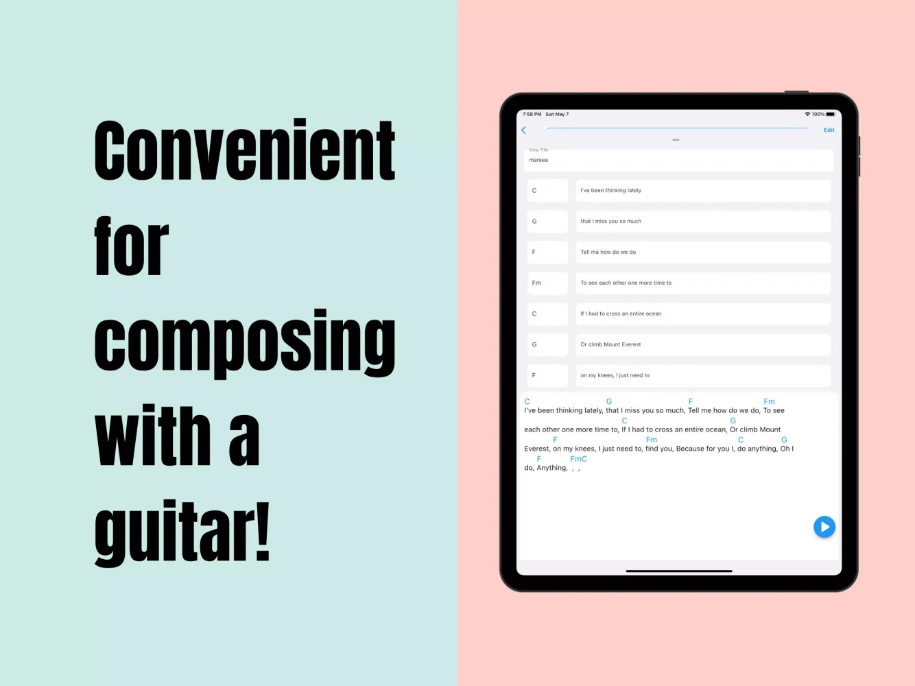 Guitar Chord & Lyrics Note App Screenshots