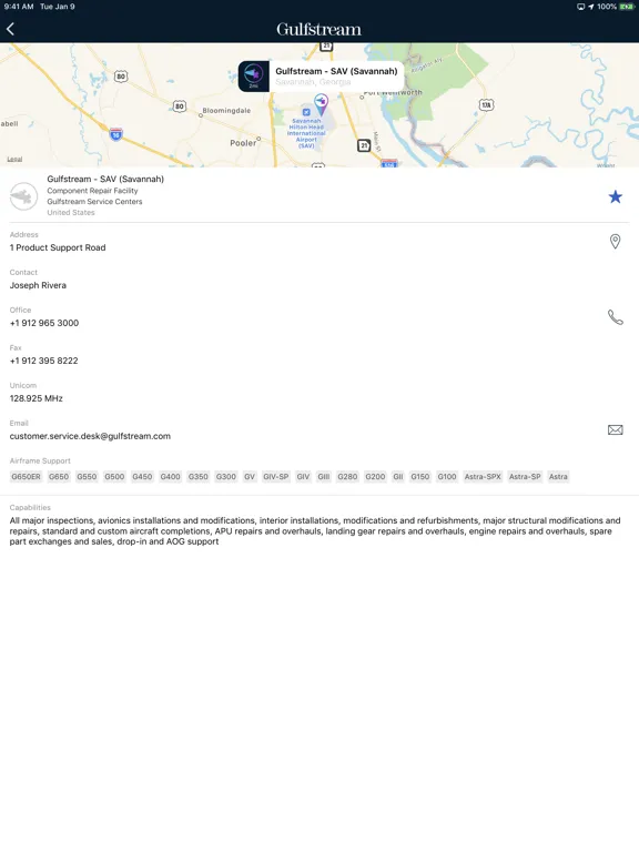 Capturas de tela do Gulfstream 24-Hour Support iPad 
