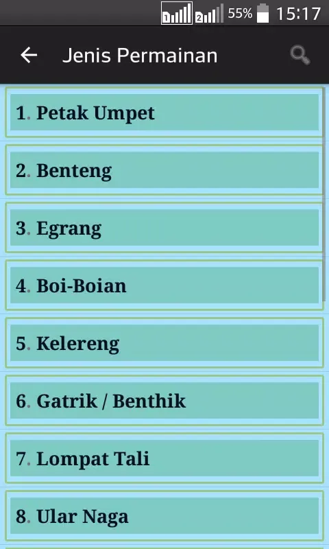 Tangkapan layar Permainan Tradisional Indo