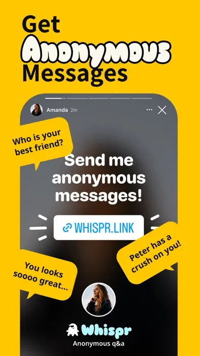 Tangkapan skrin Whispr: Honest Q&A with friend