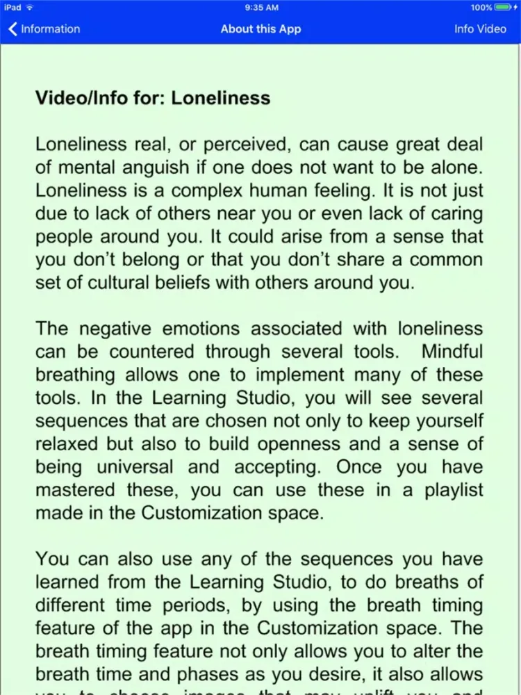 ภาพหน้าจอของ Loneliness Yoga Activity iPad 