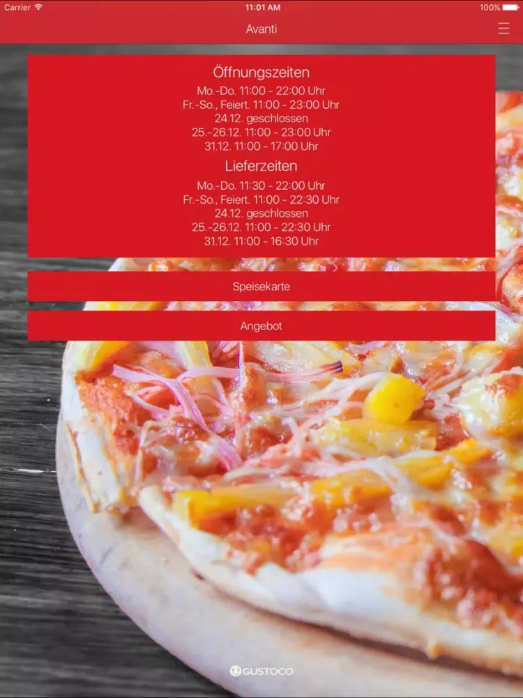 Avanti Pizza Delbrück iPad 应用截图