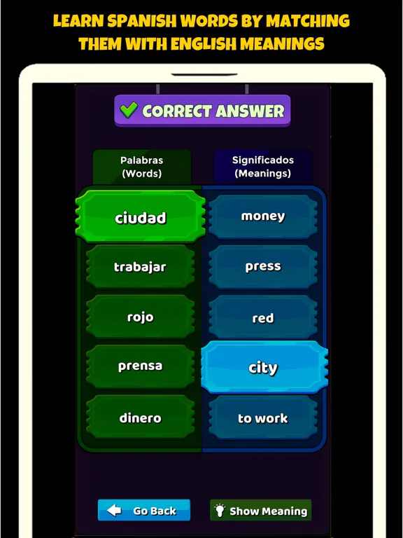 Capturas de pantalla de Spanish Vocabulary Game iPad 