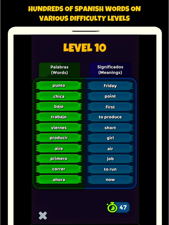 Capturas de pantalla de Spanish Vocabulary Game iPad 