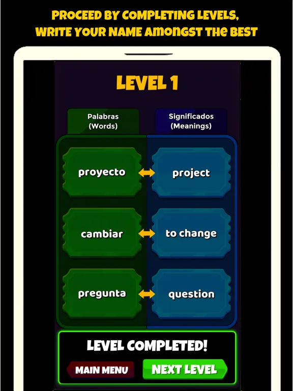 Capturas de pantalla de Spanish Vocabulary Game iPad 