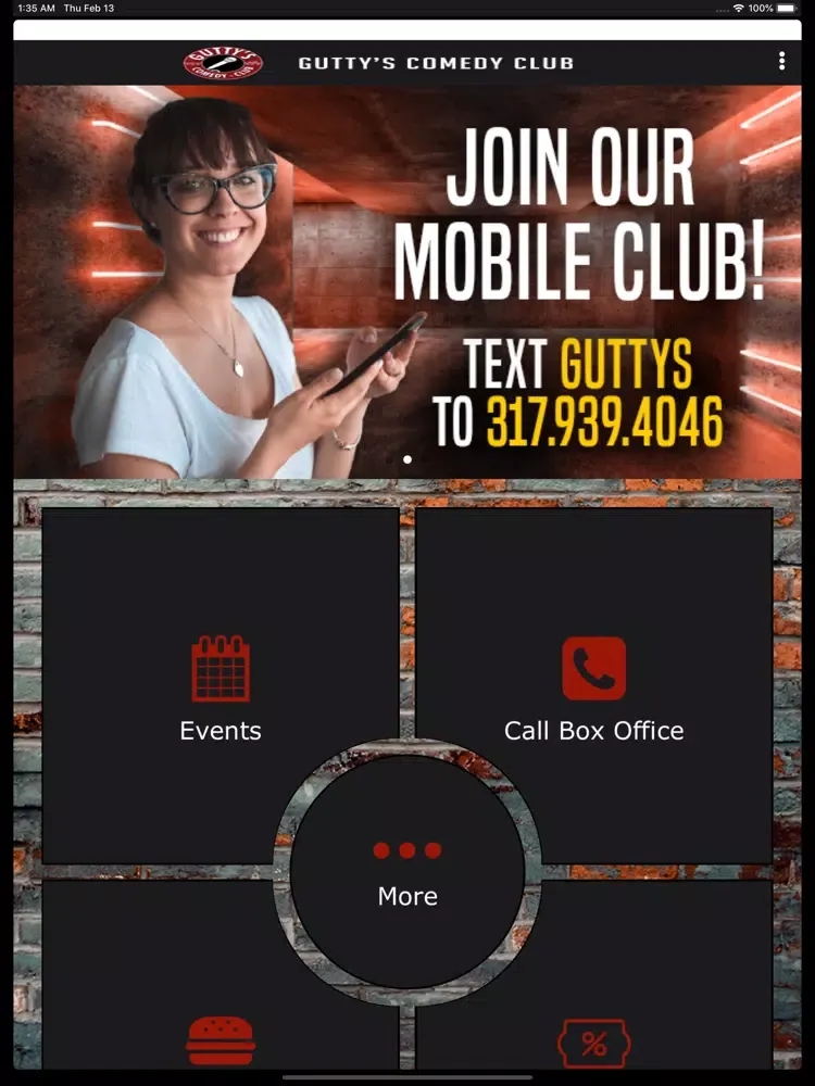 Tangkapan skrin Guttys Comedy Club iPad 