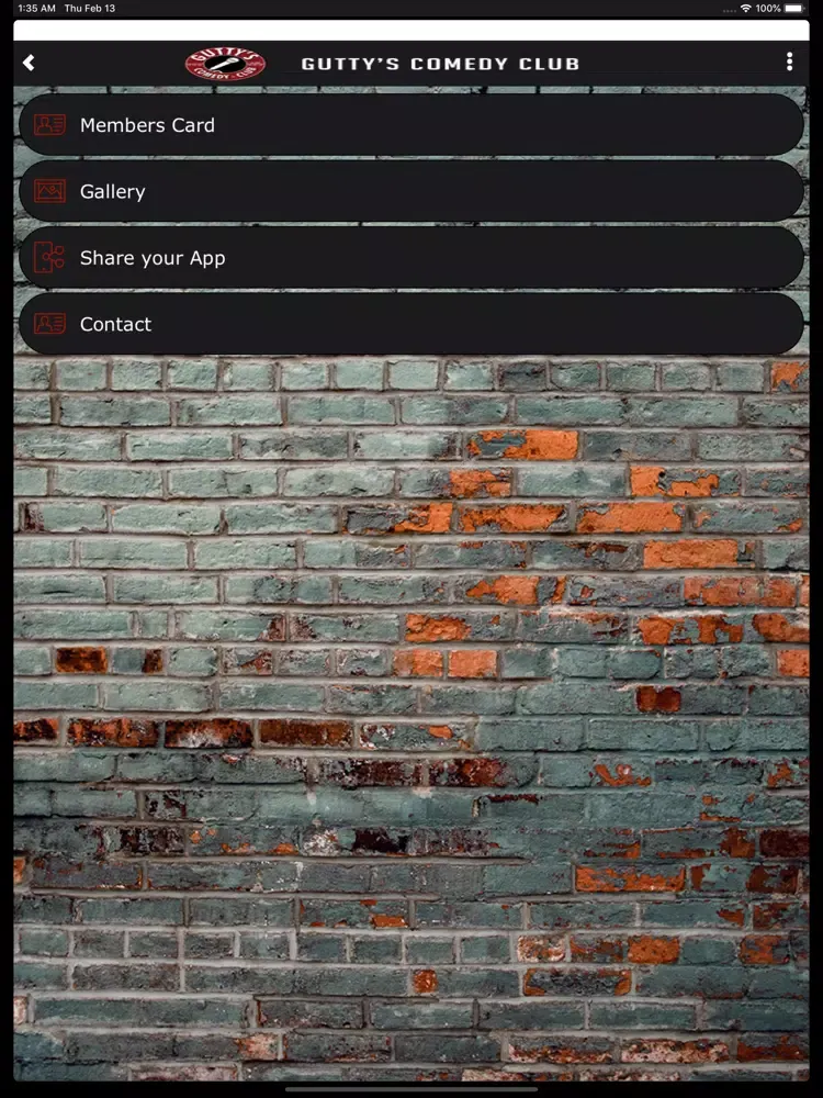 Tangkapan skrin Guttys Comedy Club iPad 