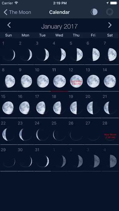 Tangkapan layar The Moon: Calendar Moon Phases