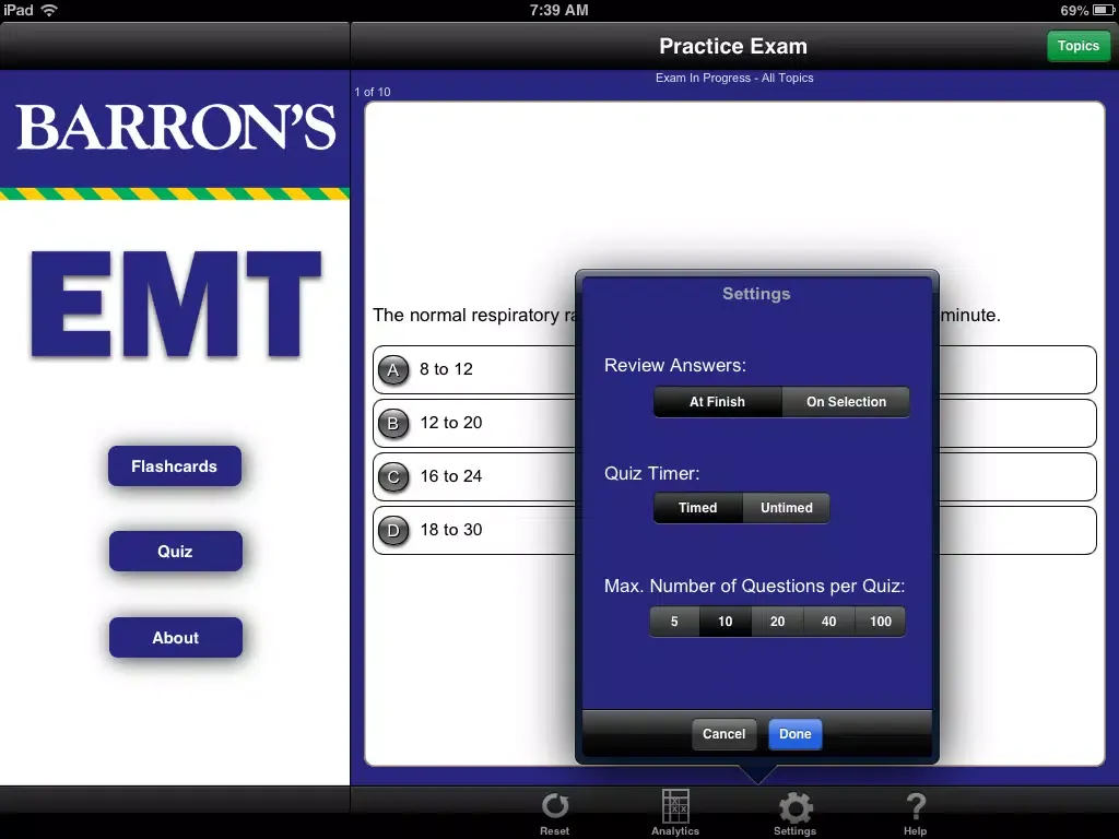 Zrzuty ekranu Barron’s EMT Exam Review Practice Questions and Flash Cards iPad 