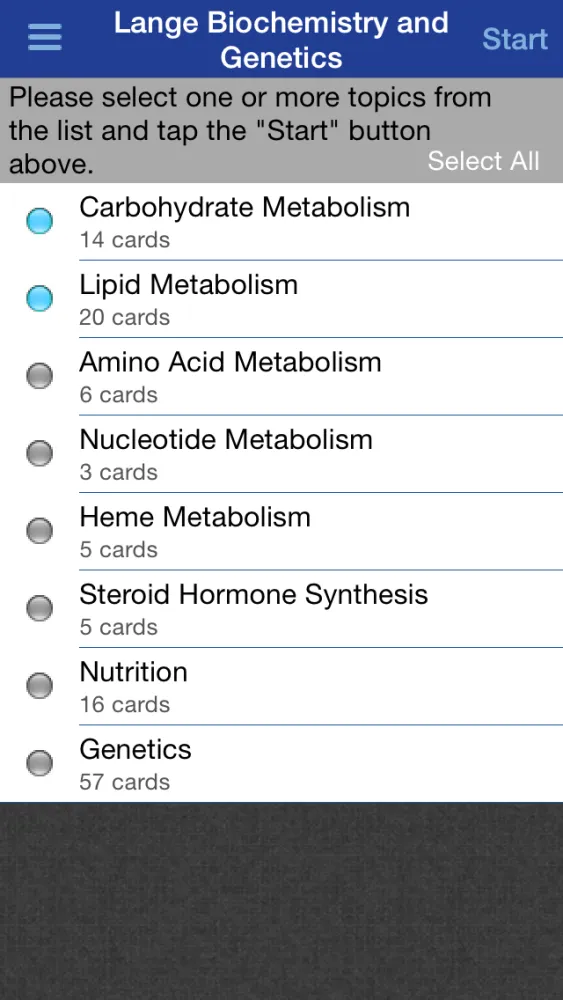 Biochemistry and Genetics Lange Flash Cards Screenshots