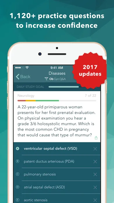 Capturas de tela do USMLE LANGE Q&A for Ob Gyn