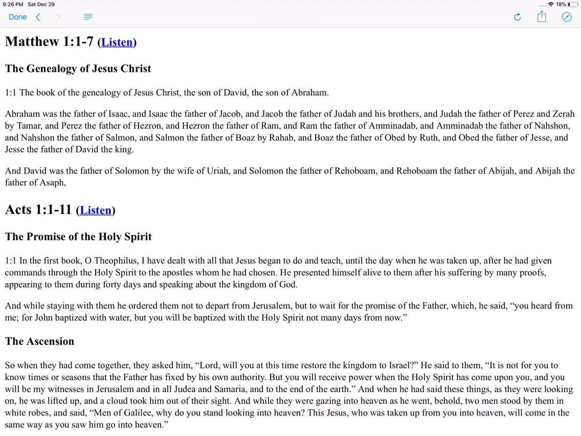 Tangkapan skrin Daily Reading iPad 