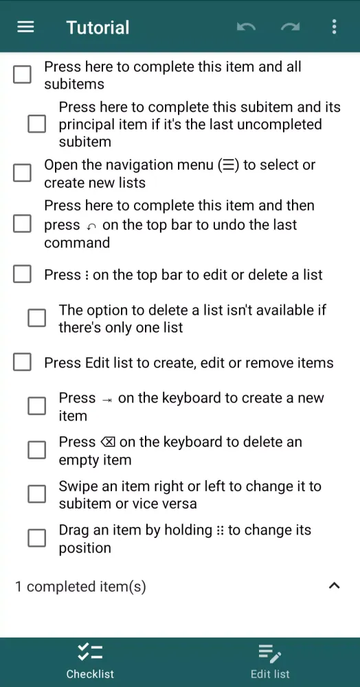 Captures d'écran de Easy Checklist