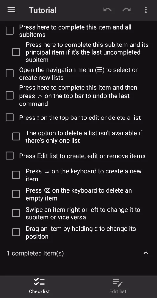 Captures d'écran de Easy Checklist
