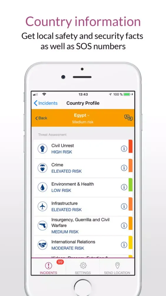 Ảnh chụp màn hình của Resia Safety – Global Warnings