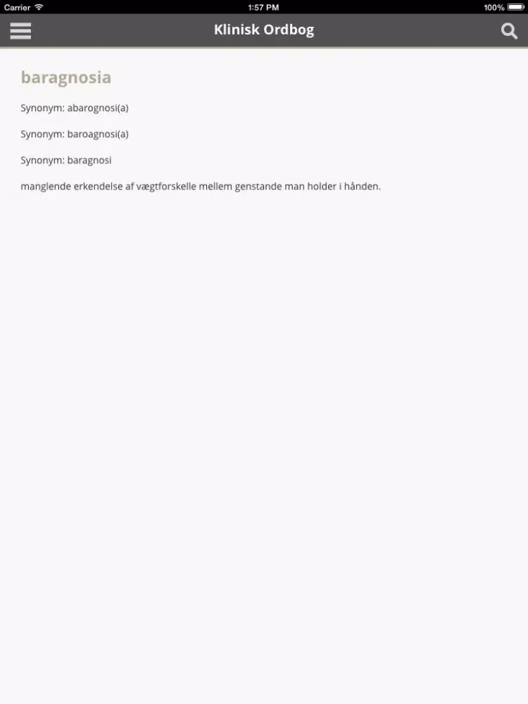 Klinisk Ordbog iPad  স্ক্রিনশট