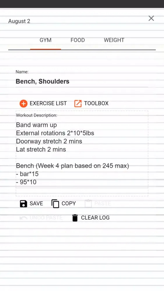 Capturas de pantalla de My Gym Log & Food Journal