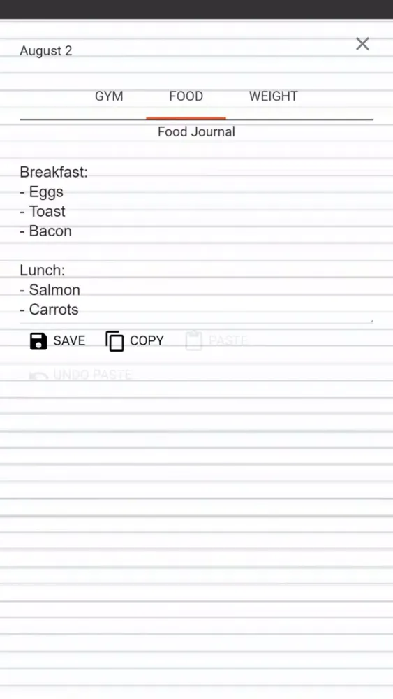 Capturas de pantalla de My Gym Log & Food Journal