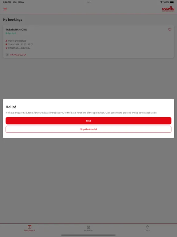 ภาพหน้าจอของ Gym4U iPad 